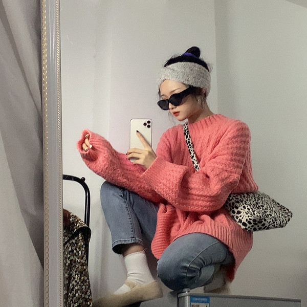 Pulover de damă modern în verde și roz