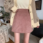 Fusta dama casual din catifea model drept in doua culori