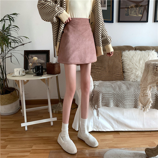 Fusta dama casual din catifea model drept in doua culori