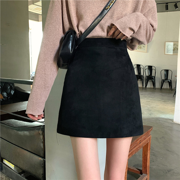 Fusta dama casual din catifea model drept in doua culori