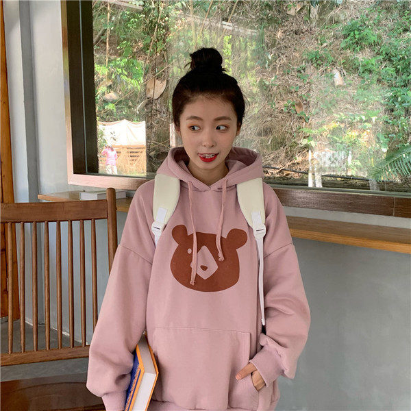 Hanorac de zi cu zi pentru femei, roz cu aplicație și glugă