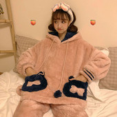 Női aktuális puha pizsama kapucnival