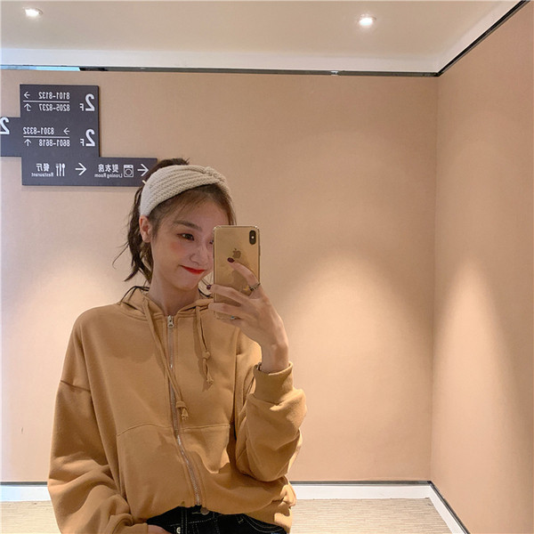 Hanorac scurt casual de dama in mai multe culori cu fermoar