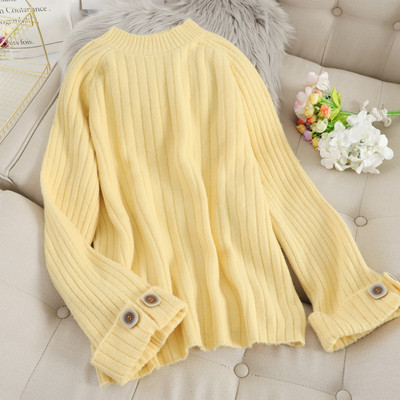 Casual γυναικείο πουλόβερ  με υψηλό γιακά και κουμπιά  φαρδύ μοντέλο