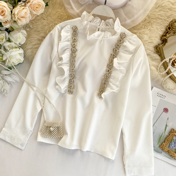 Stílusos női ing kövekkel fehér és fekete színben