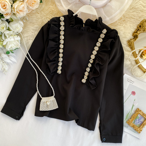 Stílusos női ing kövekkel fehér és fekete színben