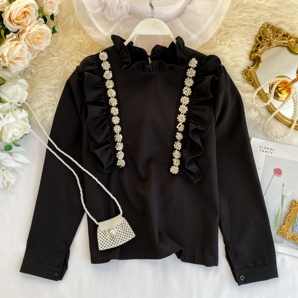 Stílusos női ing kövekkel fehér és fekete színben