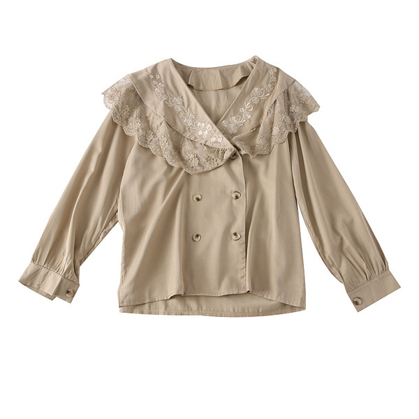 Νέο μοντέλο μοντέρνο γυναικείο πουκάμισο με βαθύ λαιμόκοψη στο λευκό, μπεζ και μαύρο χρώμα