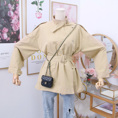 Geaca de dama de toamna model nou cu centura in negru si maro