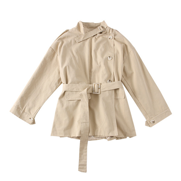 Geaca de dama de toamna model nou cu centura in negru si maro