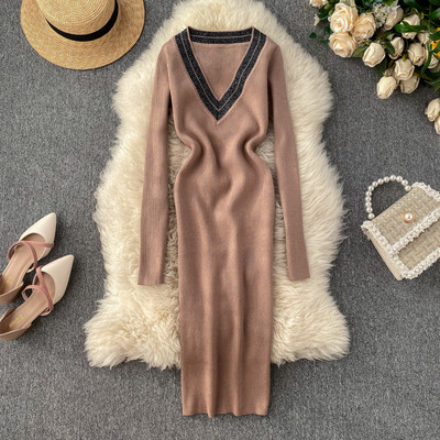 Rochie casual de dama cu decolteu spitz in mai multe culori