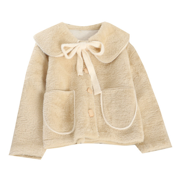 Късо дамско палто палто с панделка и копчета в няколко цвята