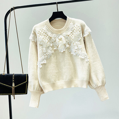 Κομψό γυναικείο πουλόβερ με δαντέλα σε τέσσερα χρώματα