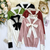 Pulover de dama modern cu panglica in mai multe culori