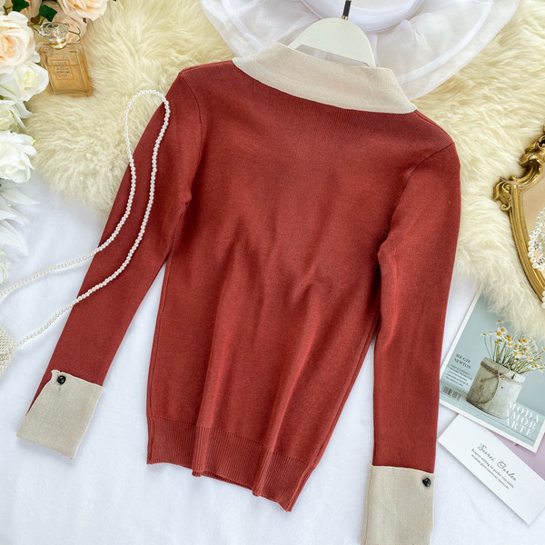 Pulover de dama modern cu panglica in mai multe culori