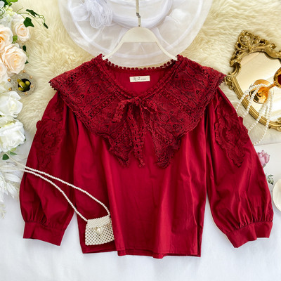 Γυναικείο πουκάμισο με δαντέλα σε διάφορα χρώματα