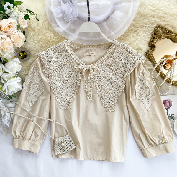 Γυναικείο πουκάμισο με δαντέλα σε διάφορα χρώματα