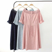 Rochie casual dama larga cu maneci cazute in trei culori