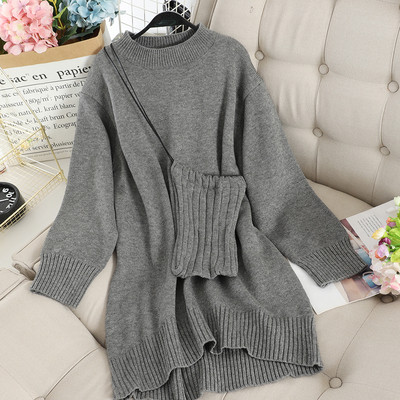 Modern női kötött ruha aszimmetrikus modell négy színben