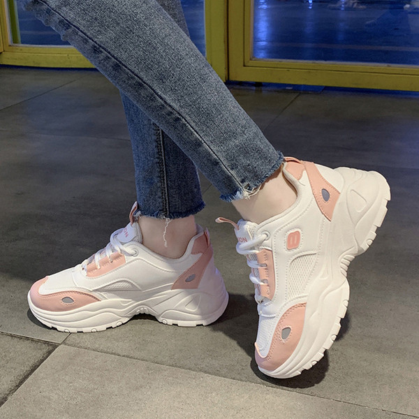 Μοντέρνα πάνινα παπούτσια με ψηλή πλατφόρμα σε τρία χρώματα