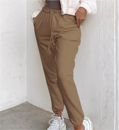 Pantaloni casual dama cu talie inalta si cravate in patru culori