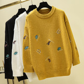 Pulover de dama modern model larg cu broderie in mai multe culori