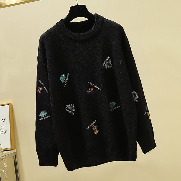 Pulover de dama modern model larg cu broderie in mai multe culori