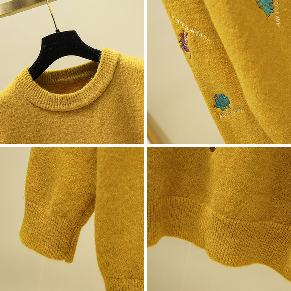 Pulover de dama modern model larg cu broderie in mai multe culori