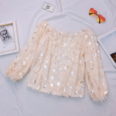 Νέο μοντέλο γυναικείο πουλόβερ με μανίκια και πούλιες σε διάφορα χρώματα