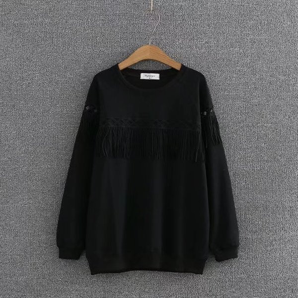 Casual Γυναικεία μπλούζα με μακρύ μανίκι με O-Neck σε μαύρο και άσπρο χρώμα