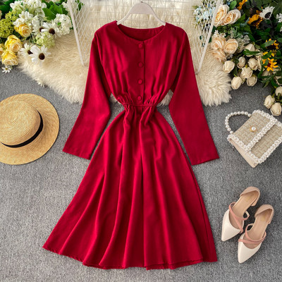 Γυναικείο φόρεμα με κουμπιά και λαιμόκοψη