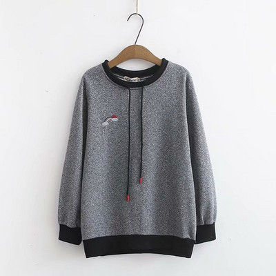 Μεγάλο μέγεθος casual γυναικείο πουλόβερ με κορδόνια και O-λαιμόκοψη σε τέσσερα χρώματα