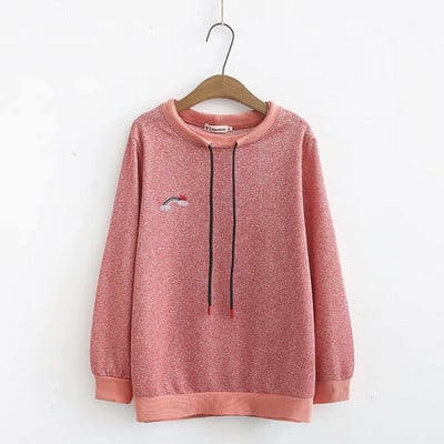 Μεγάλο μέγεθος casual γυναικείο πουλόβερ με κορδόνια και O-λαιμόκοψη σε τέσσερα χρώματα