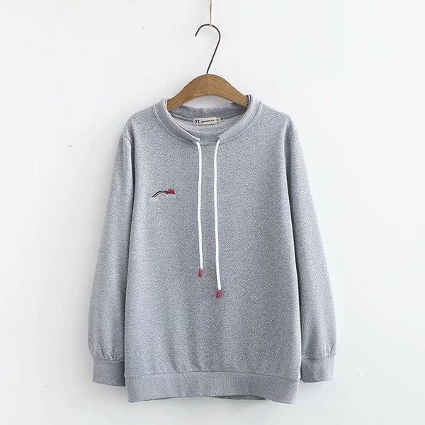 Μεγάλο μέγεθος casual γυναικείο πουλόβερ με κορδόνια και O-λαιμόκοψη σε τέσσερα χρώματα