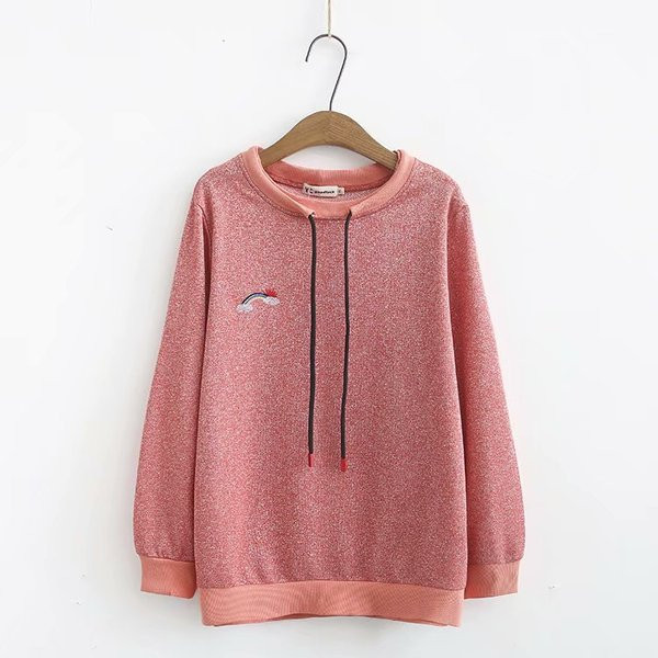 Μεγάλο μέγεθος casual γυναικείο πουλόβερ με κορδόνια και O-λαιμόκοψη σε τέσσερα χρώματα