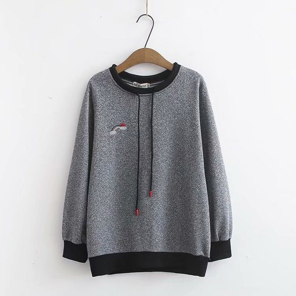 Μεγάλο μέγεθος casual γυναικείο πουλόβερ με κορδόνια και O-λαιμόκοψη σε τέσσερα χρώματα