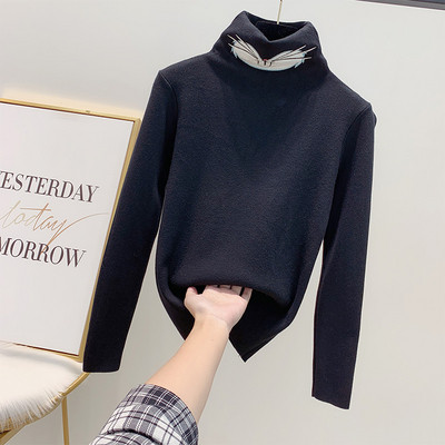 Μοντέρνα γυναικεία μπλούζα με κολάρο σε τρία χρώματα