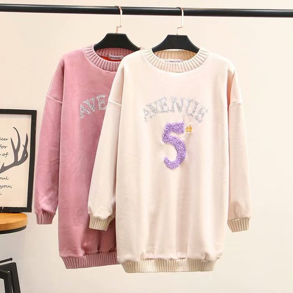 Bluză lungă de damă modernă cu mâneci lungi și decolteu O în două culori