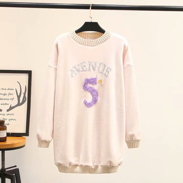 Bluză lungă de damă modernă cu mâneci lungi și decolteu O în două culori