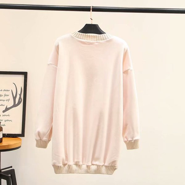 Bluză lungă de damă modernă cu mâneci lungi și decolteu O în două culori