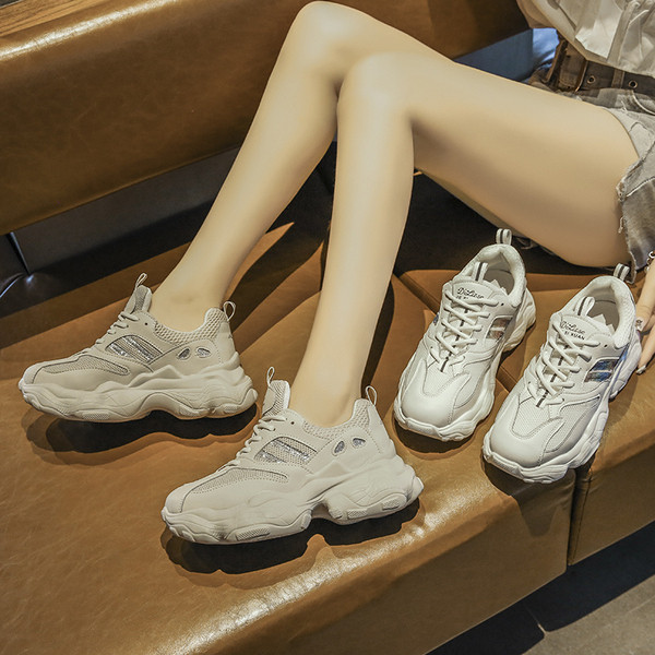 Καθημερινά γυναικεία αθλητικά παπούτσια  με σκληρή σόλα σε τρία χρώματα