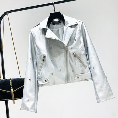 Új modell női bőrkabát fém elemekkel négy színben