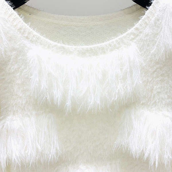 Pulover de dama modern cu puf in trei culori