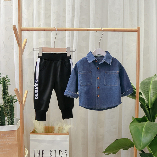 Cămașă modernă pentru copii din denim pentru băieți în albastru