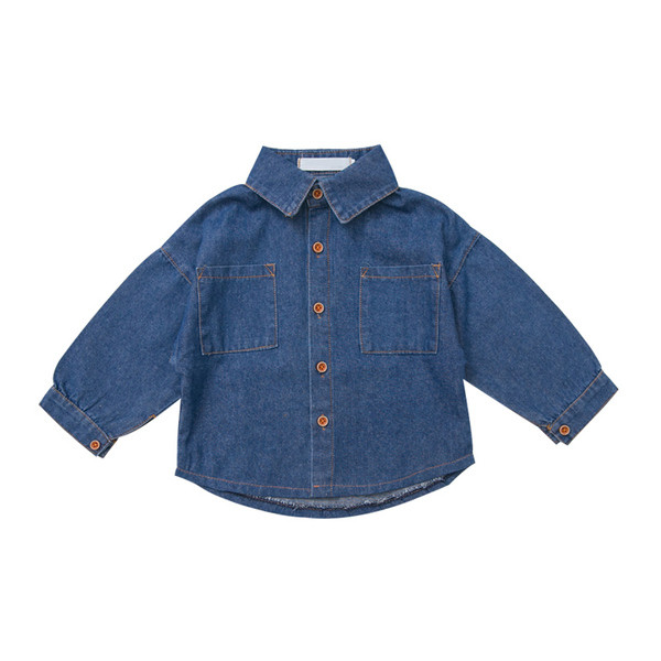 Cămașă modernă pentru copii din denim pentru băieți în albastru