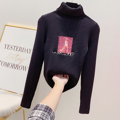 Μοντέρνο γυναικείο πουλόβερ με ψηλό γιακά σε διάφορα χρώματα