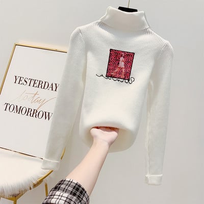 Μοντέρνο γυναικείο πουλόβερ με ψηλό γιακά σε διάφορα χρώματα