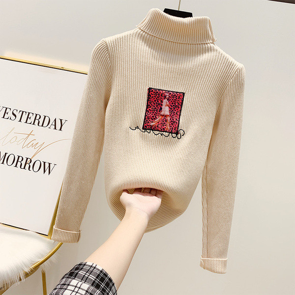 Μοντέρνο γυναικείο πουλόβερ με ψηλό γιακά σε διάφορα χρώματα