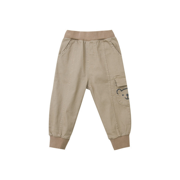 Pantaloni sport pentru copii model nou cu buzunar in negru si maro pentru baieti