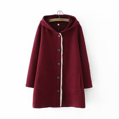 Modern női hosszú kabát kapucnival és gombokkal, három színben